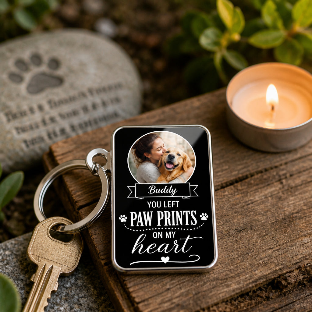 Pet Memorial Keychain – You Left Paw Prints On My Heart - Personalized Color Printed Stainless Steel Keychain 4511fc00-8709-43a8-8c63-f3f93f2cc125.jpg