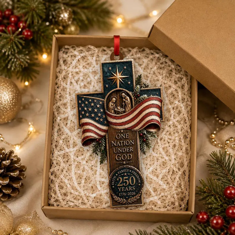 America Wood 2D Ornament, Faith Family Freedom, Patriotic Cross Decor, One Nation Under God, American Flag Ornament, Xmas Gift 453002d3-a482-4ab0-9837-f0816c1ae93a-ghgh-3-.webp
