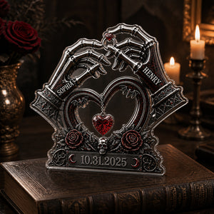 Gothic Skeleton Hands Couple Acrylic Plaque – Personalized Names & Date - Personalized Acrylic Plaque 4535b90e-01b0-4813-95f0-34efd587fd38.jpg
