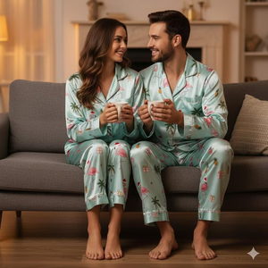 Tropical Flamingo Christmas Satin Pajamas Set, Palm Tree Holiday PJs, Beach Christmas Loungewear, Matching Family Xmas Sleepwear 4571bc80-f031-4055-ab8b-b9771cbb068e-12.png