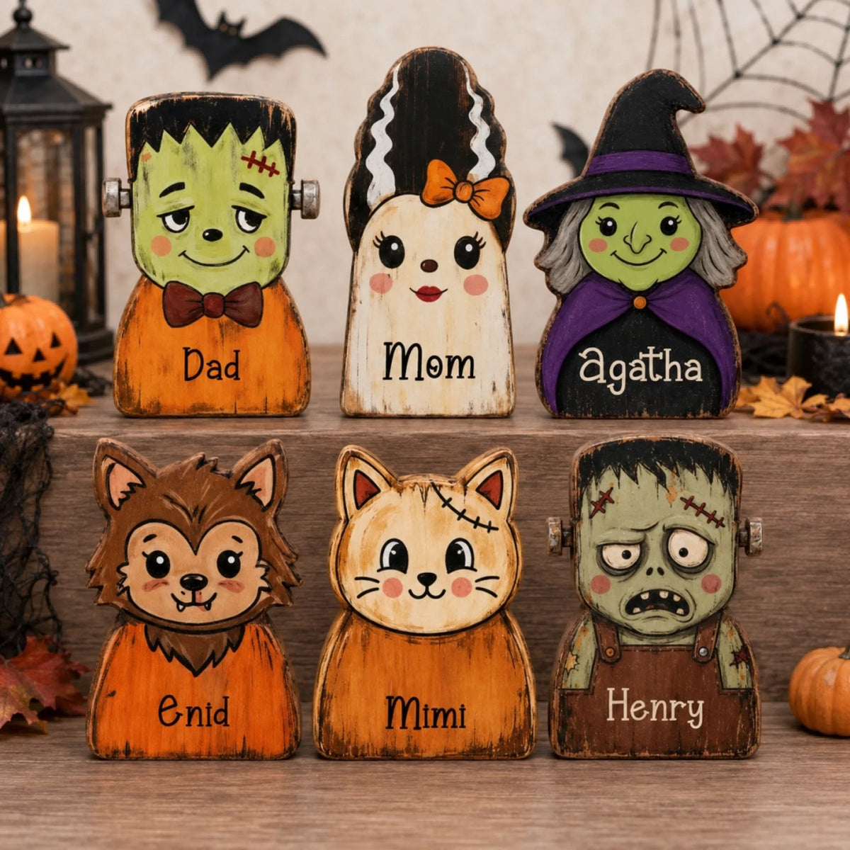 Halloween Family Custom Character & Name - Personalized Wooden Block - Halloween Gifts for Shelf Decoration 45c53771-76e6-476c-9874-97c68eb06230-banner-3.jpeg