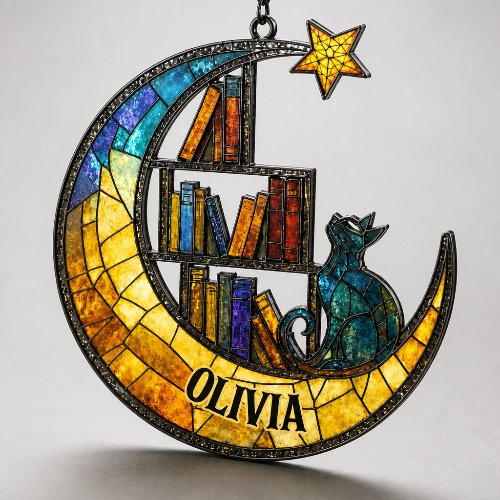 Personalized Stained-Glass Cat & Books Suncatcher - Personalized Suncatcher Stained Glass 45c96bac-0026-4049-b815-d07bfb2ce676.jpg