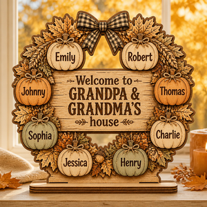 Custom Pumpkin Patch Grandkids Welcome Sign — Fall Tabletop Wood Stand - Personalized Wooden custom shape Standing 2 layer (5mm) 45eb47fb-a209-45ad-a94b-3f5b99183fcc.png
