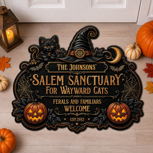 Personalized Salem Sanctuary Halloween Cat Doormat - Personalized Custom Shape Doormat (ZB) 45ec6049-ef7e-497f-85d0-50eeec04850a.png