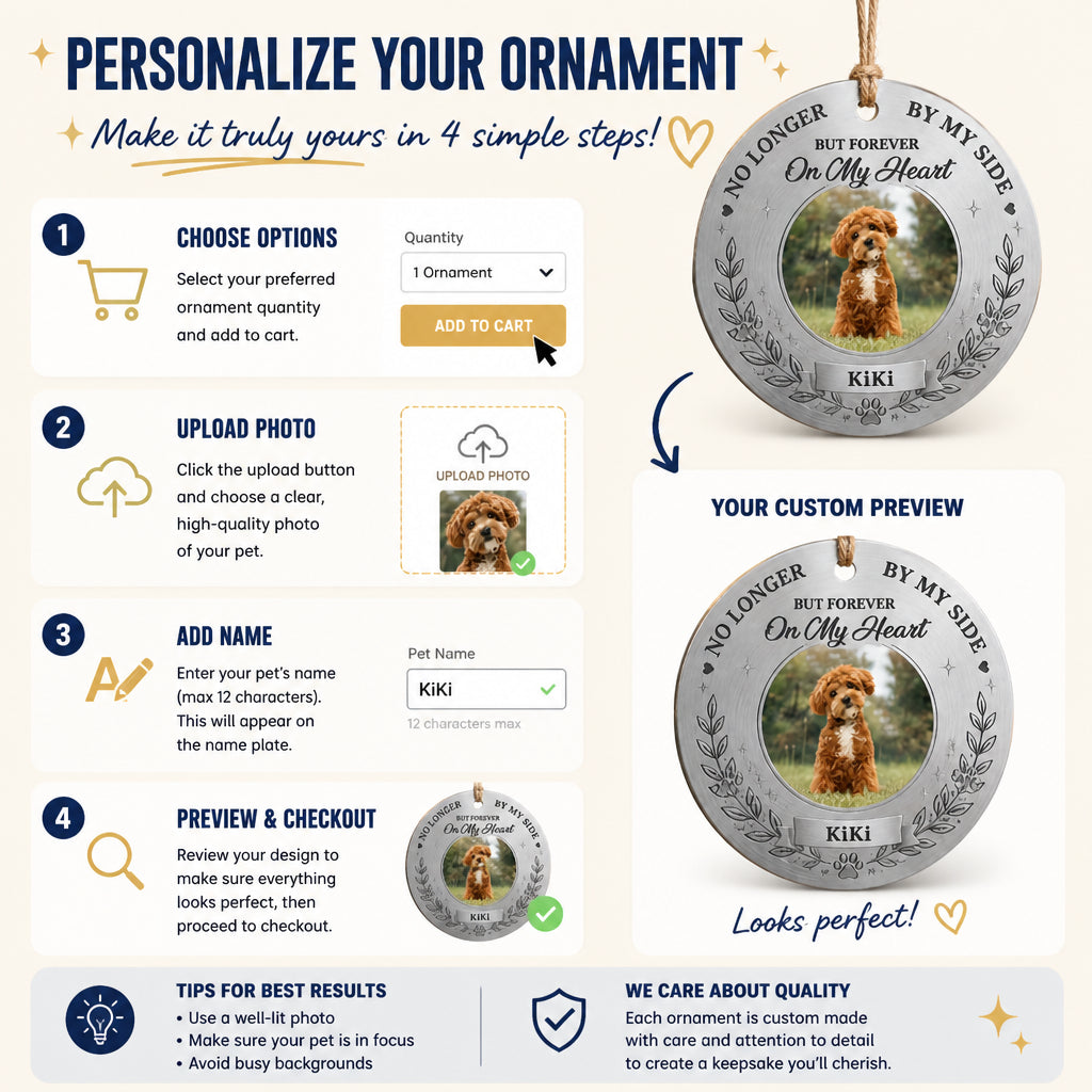 Pet Memorial Aluminum Ornament — No Longer By My Side - Personalized Aluminum Ornament 4607b8c8-6b48-45bc-8c39-b3a7185495f6.jpg