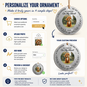 Pet Memorial Aluminum Ornament — No Longer By My Side - Personalized Aluminum Ornament 4607b8c8-6b48-45bc-8c39-b3a7185495f6.jpg