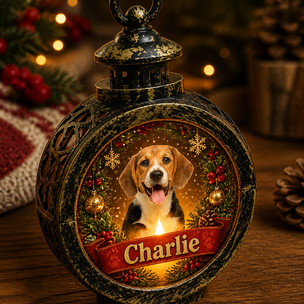 Personalized Pet Photo Christmas Lantern – Custom Name Wreath Scene - Personalized Christmas Lantern LED Flameless Candle 4609b60a-d74a-4395-8170-e91326cfd6ae.jpg