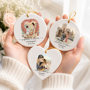 Custom Engagement Ornament l Proposal Photo Keepsake l Watercolor Couple Portrait Gift 4619e796-1537-4d0b-820a-a27361d70917-banner-3.png