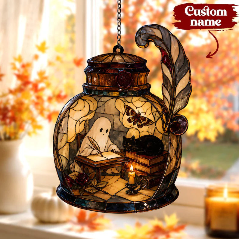 Spooky Ghost & Cat Stained Glass Halloween Lamp, Unique Gothic Decor, Faux Suncatcher Night Light, Witchy Room Art 4631b3e8-c0d2-44b8-b9ee-92a6d0a117bb-fdf-3-.webp