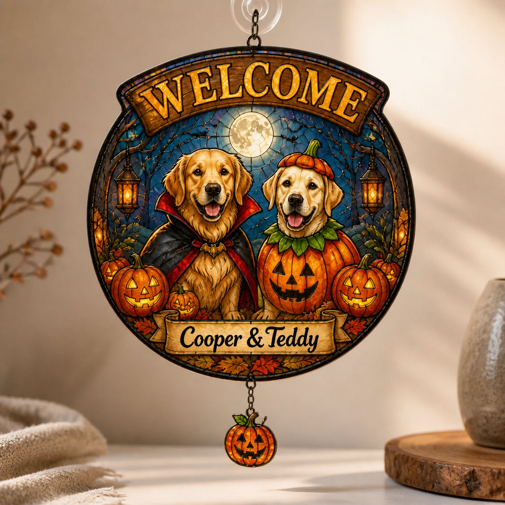 Halloween Welcome Custom Pet Portrait Garden Flag - Personalized 1 Layered Suncatcher with Charm 46445ba8-5f36-4f65-9d1e-7fccc314a2ce.jpg