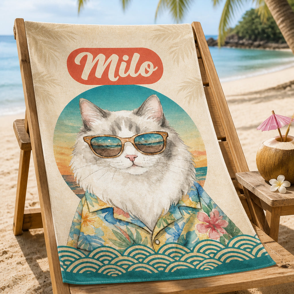 Retro Sun Custom Pet Portrait Beach Towel - Personalized Beach Towel 465ec978-c457-49c9-ada1-91cbd328e7f6.jpg