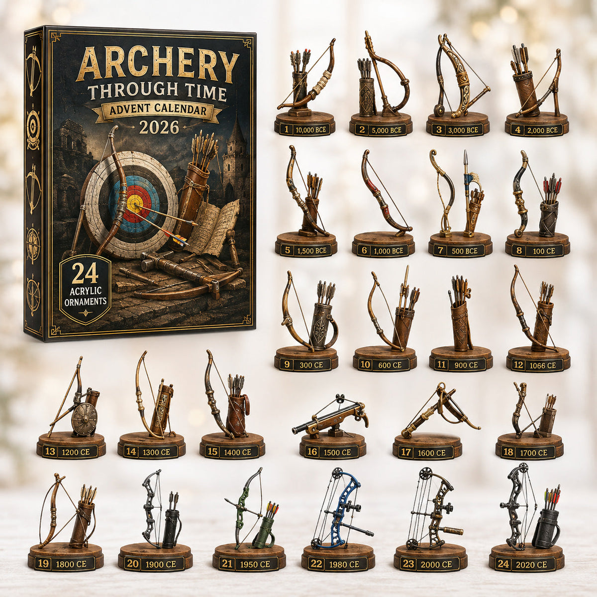 Archery Through Time Advent Calendar 2026 - 24-Day Festive Countdown, Acrylic Charms Blind Box - Gift For Archery Lovers 466a4419-9e3a-4ae8-9f06-dea2c5d7d890-archery.jpg