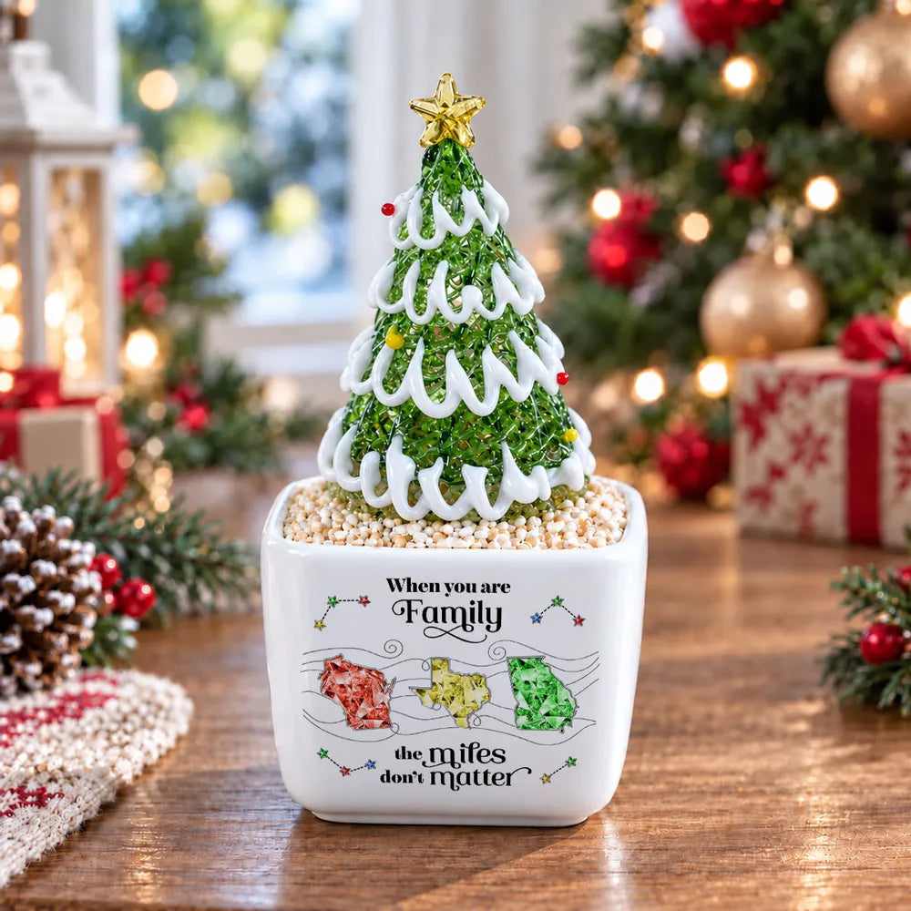 Miles Don't Matter When You Are Family - Personalized Potted Christmas Tree - Long Distance Gift, Christmas Gift For Family 4680c69d-4c10-4ce6-a0ca-ba5c57bcb666-3.webp