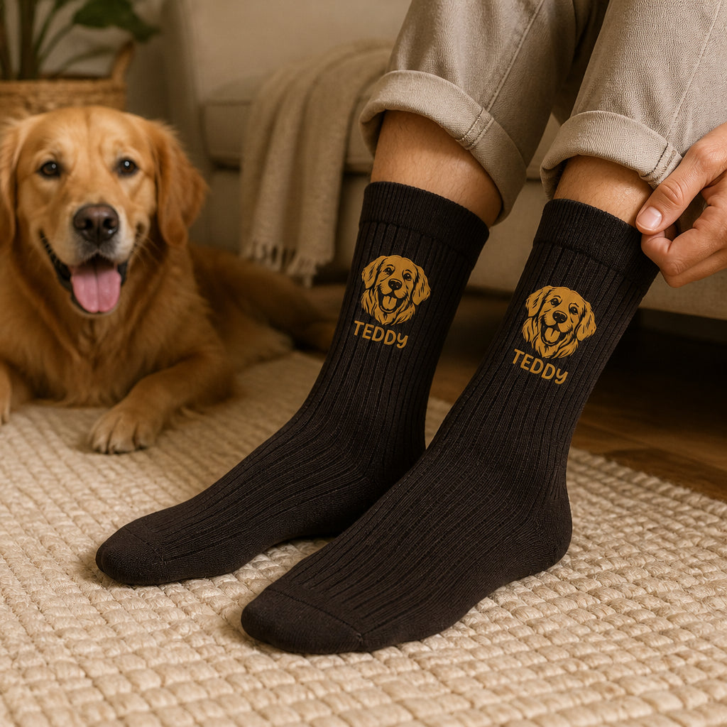 Custom Pet Face & Name Socks – One-Color Line Art - Personalized Socks - All over printed 4680ff57-0a01-4b3b-98eb-017b2699ae2f.jpg