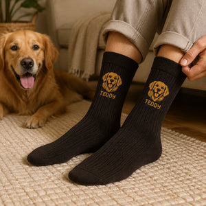 Custom Pet Face & Name Socks – One-Color Line Art - Personalized Socks - All over printed 4680ff57-0a01-4b3b-98eb-017b2699ae2f.jpg