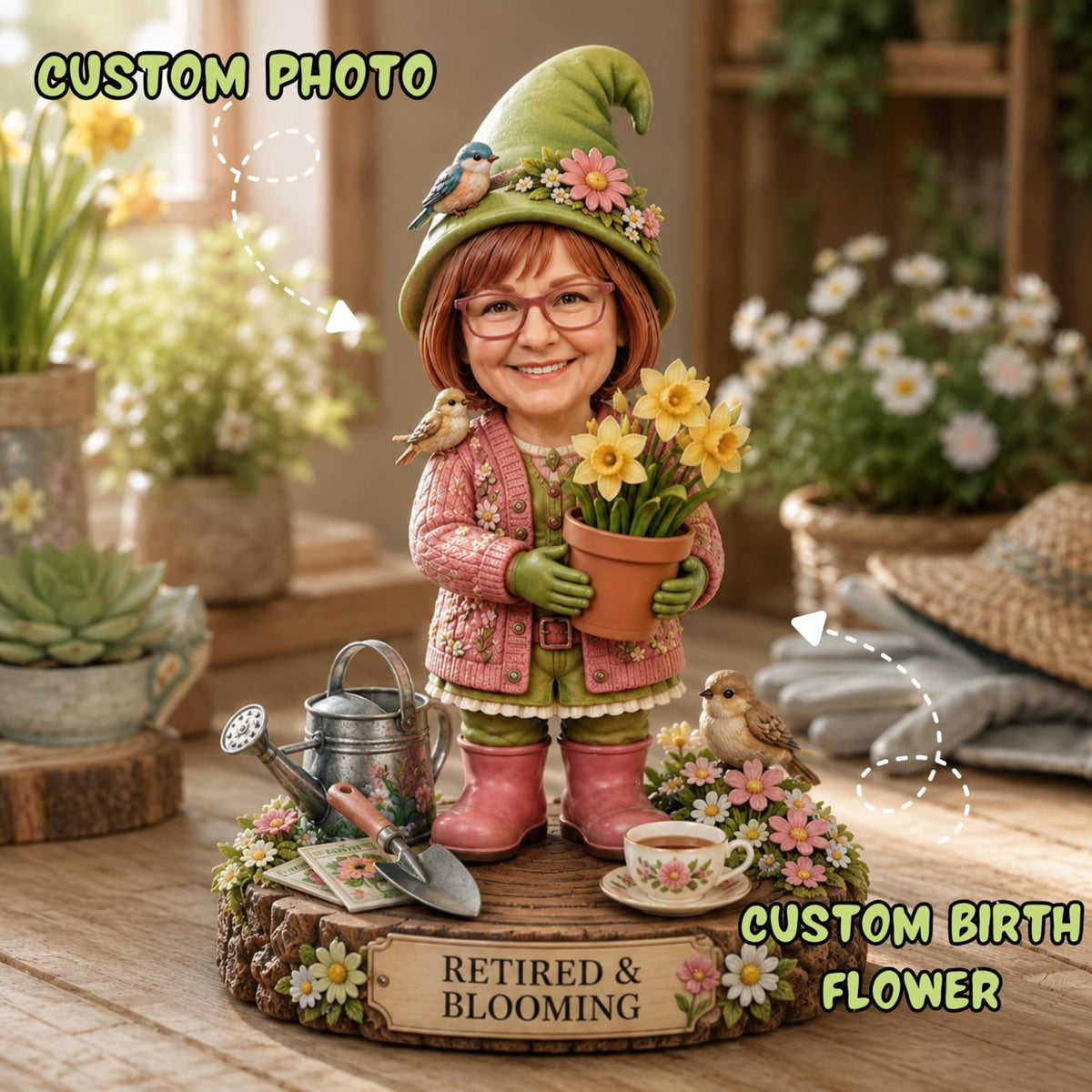 Personalized Garden Gnome Caricature Figurine From Photo, Custom Gardener Decor 4682949f-d417-4cf4-acbf-c7e035d4bb41-9.jpg