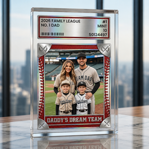 Trading Card Style Personalized Photo Acrylic Block Plaque, Father's Day Gift for Baseball Dad, Husband Gifts, 1 Dad Sports, Dad Gifts