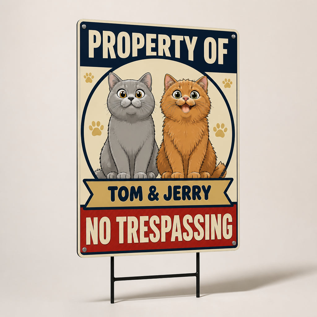 Property Of [Pet Names] – No Trespassing Cat Yard Sign - Personalized Yard Sign 46ec8845-fa6e-4d06-991c-dacedd803ade.jpg