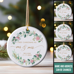 First Christmas As Mr. & Mrs.- Personalized Ornament - Christmas Gift