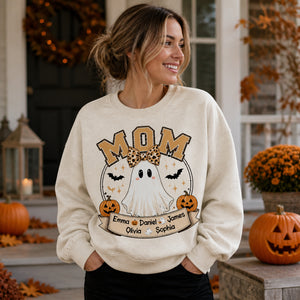Personalized Leopard Ghost MOM Halloween Sweatshirt - Personalized Sweatshirt 470c66a8-61f7-41b0-8b2e-812032037db6.jpg