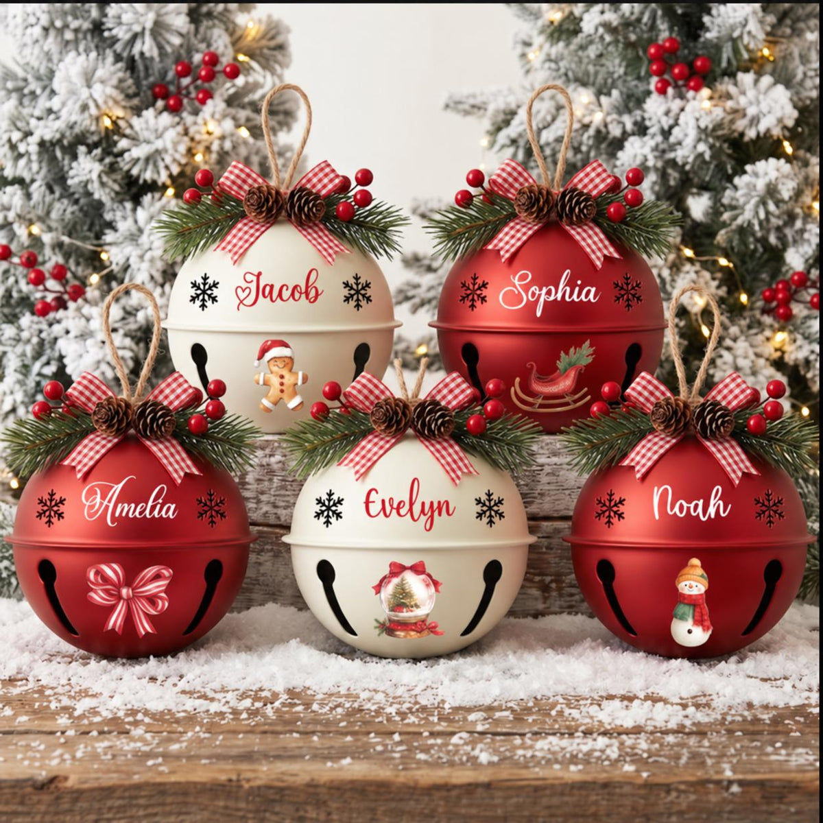 Personalized Christmas Jingle Bell Ornament | Custom Name Family Bauble Plaque | Pine Cone Plaid Bow Tree Hanging Keepsake Decor 4716ec6e-3ea9-485b-a66d-e3acebe668c8-1.jpg