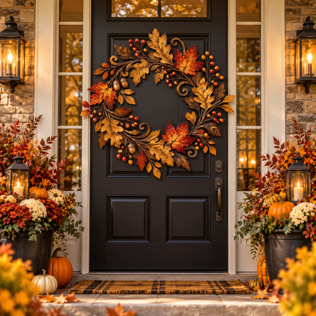 Fall Leaf Metal Wreath, Rustic Autumn Door Decor With Maple Leaves, Acorns And Berries For Porch Or Entryway 472a25be-acba-42de-b48c-9472370dc661-04478ce1-72ef-4e72-b424-e455654931f7.png