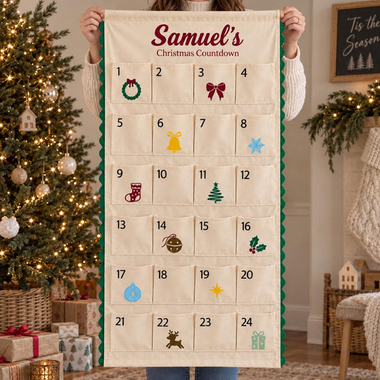 Personalized Fabric Advent Calendar, Custom Name Christmas Countdown, Reusable Wall Hanging 4734f71e-d1f5-406a-adca-9be4daf2812d-il_1588xN.8602237055_n69y.jpg