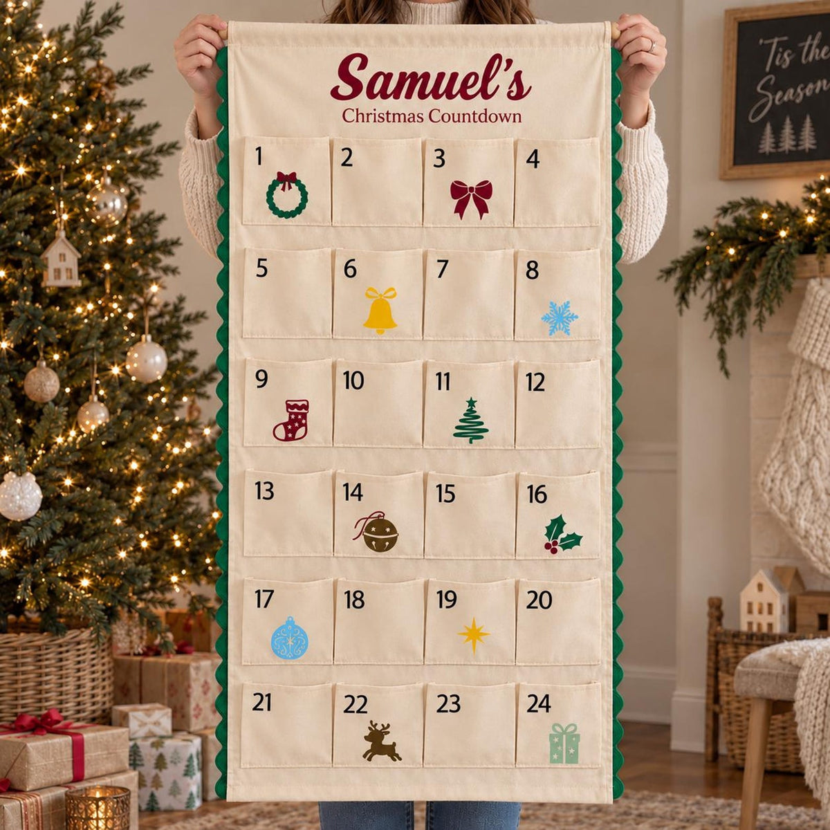 Personalized Fabric Advent Calendar, Custom Name Christmas Countdown, Reusable Wall Hanging 4734f71e-d1f5-406a-adca-9be4daf2812d-il_1588xN.8602237055_n69y.jpg