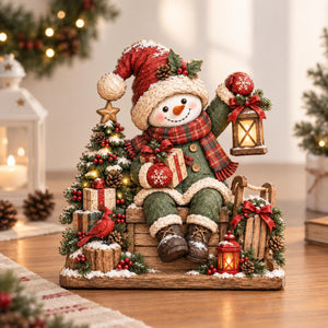 Christmas Snowman Wooden Block, Rustic Holiday Tabletop Sign, Rustic Wooden Snowman Christmas Decor, Winter Mantel Shelf Decoration 47419618-923a-4166-83d8-02e67c426b3c-1.jpg