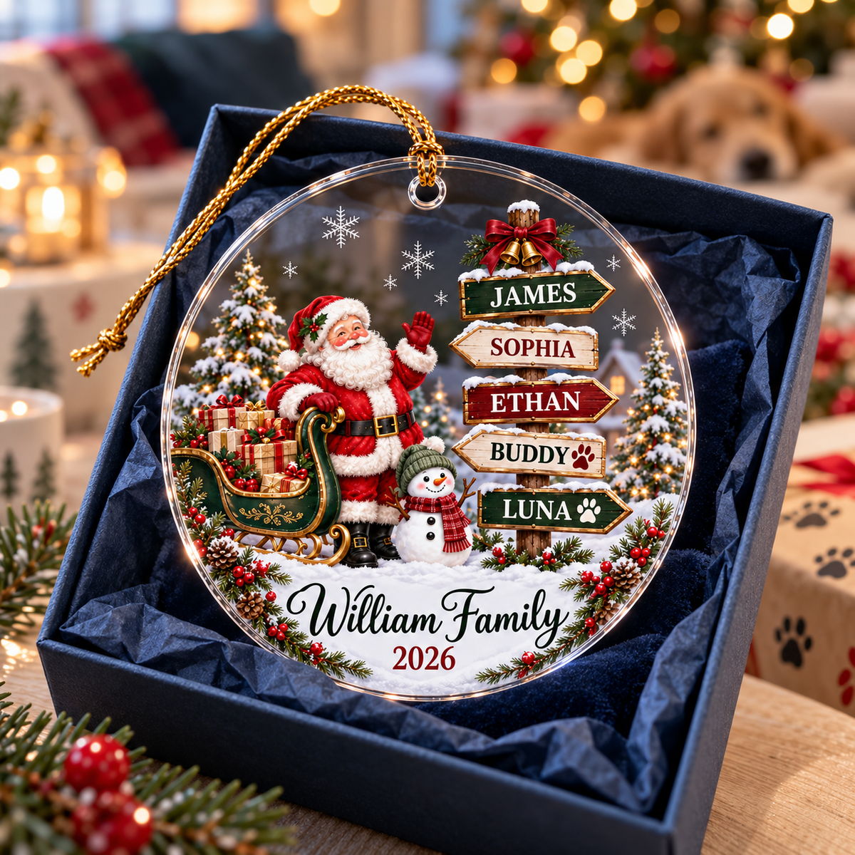 Personalized Family Christmas Ornament 2026 – Santa and Snowman Name Signpost, Custom Family and Pet Names, Holiday Keepsake Gift 474b2a6f-b801-4e89-b341-15e85239d707-Personalized-Family-Christmas-Ornament-in-Gift-Box-2.png