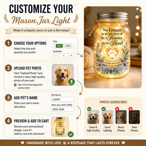 Pet Memorial Mason Jar Light – No Longer By My Side (Name & Years) - Personalized Mason Jar Light 47735030-6677-4395-b1fa-da7329a6c5fc.jpg