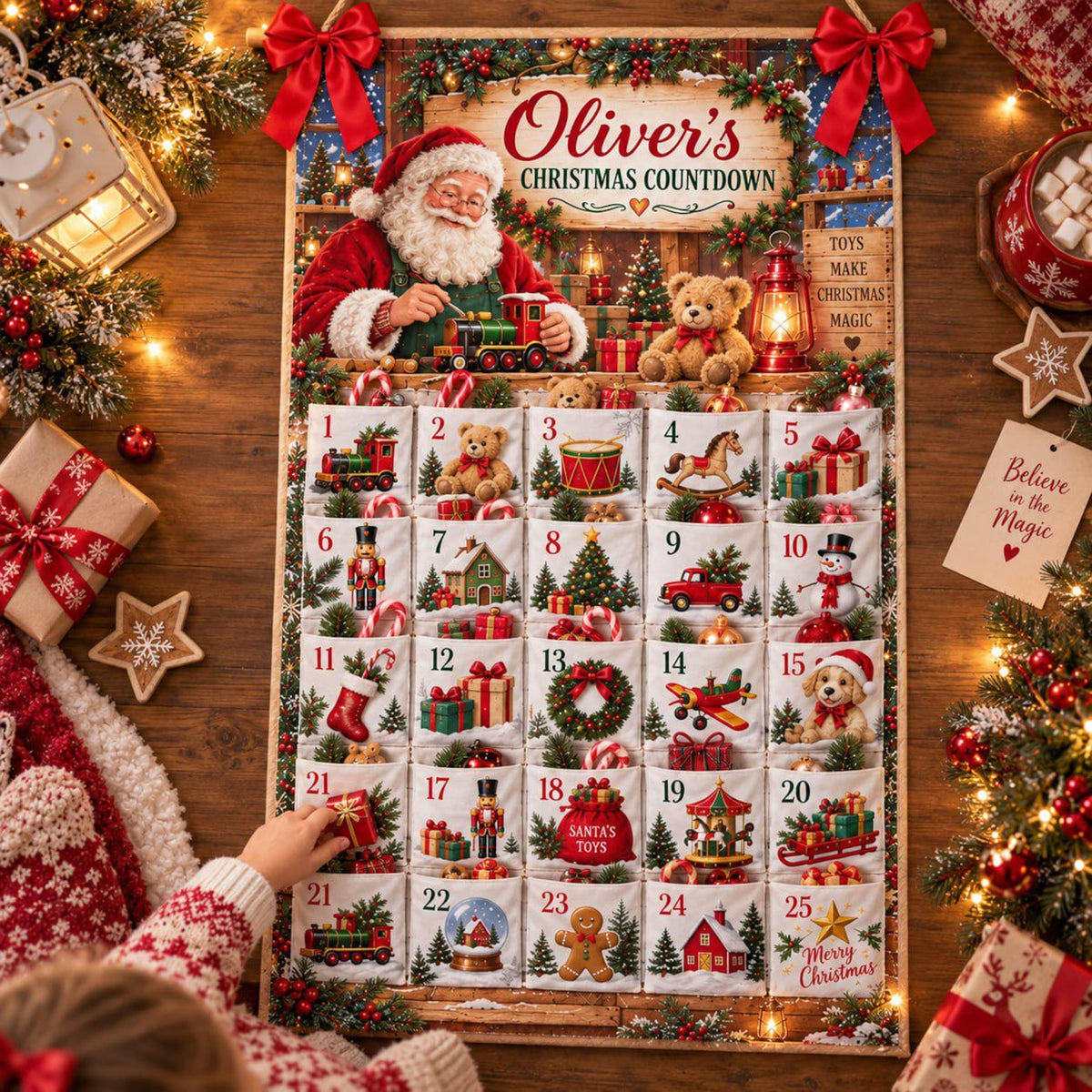 Personalized Reusable Fabric Advent Calendar, Santa Christmas Countdown, Custom Name 25 Pocket Advent Calendar, Kids Holiday Wall Xmas Decor 47852ed6-4aa0-4d77-97e7-9bf30fd45b8d-il_1588xN.8590674391_ltmd.jpg