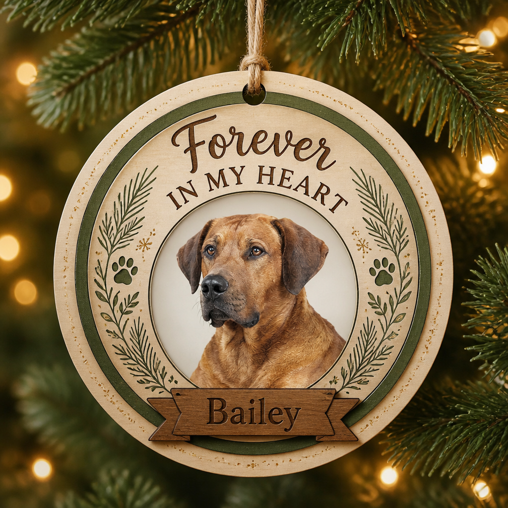 Pet Memorial Wood Ornament — Forever In My Heart (Photo + Name) - Personalized 3-Layered Wood Ornament 4792c180-420a-4f2f-ad2f-9e0eb17b6cc7.png