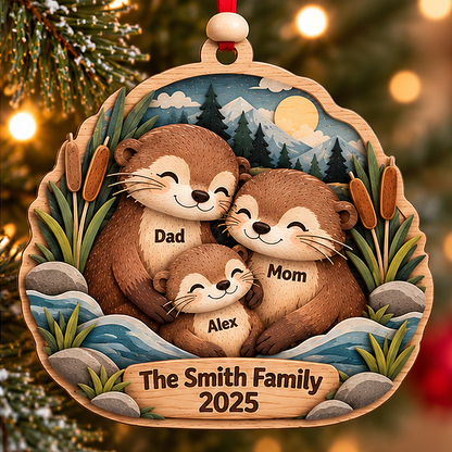 Personalized Otter Family Layered Wood Christmas Ornament, Custom Family Name Otter Ornament, Cute Animal Family Keepsake, Christmas Gift 2026 47aae350-20fa-4a8a-b4a1-6c3645cd69be-otter_ornament_3_members_1200.png