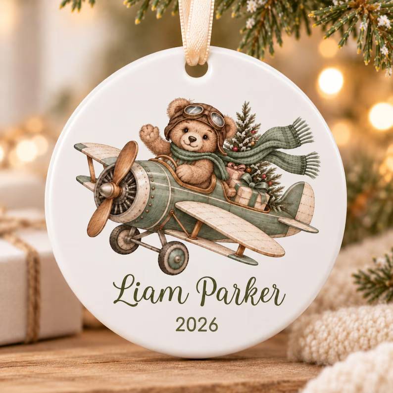 Personalized Airplane Christmas Ornament, Teddy Bear Pilot Ceramic Custom Name Keepsake, Future Pilot Aviation Gift for Airplane-Loving Kids 47b50512-152c-4c25-a45c-47ea50560474-dfhyrt-3-.jpg