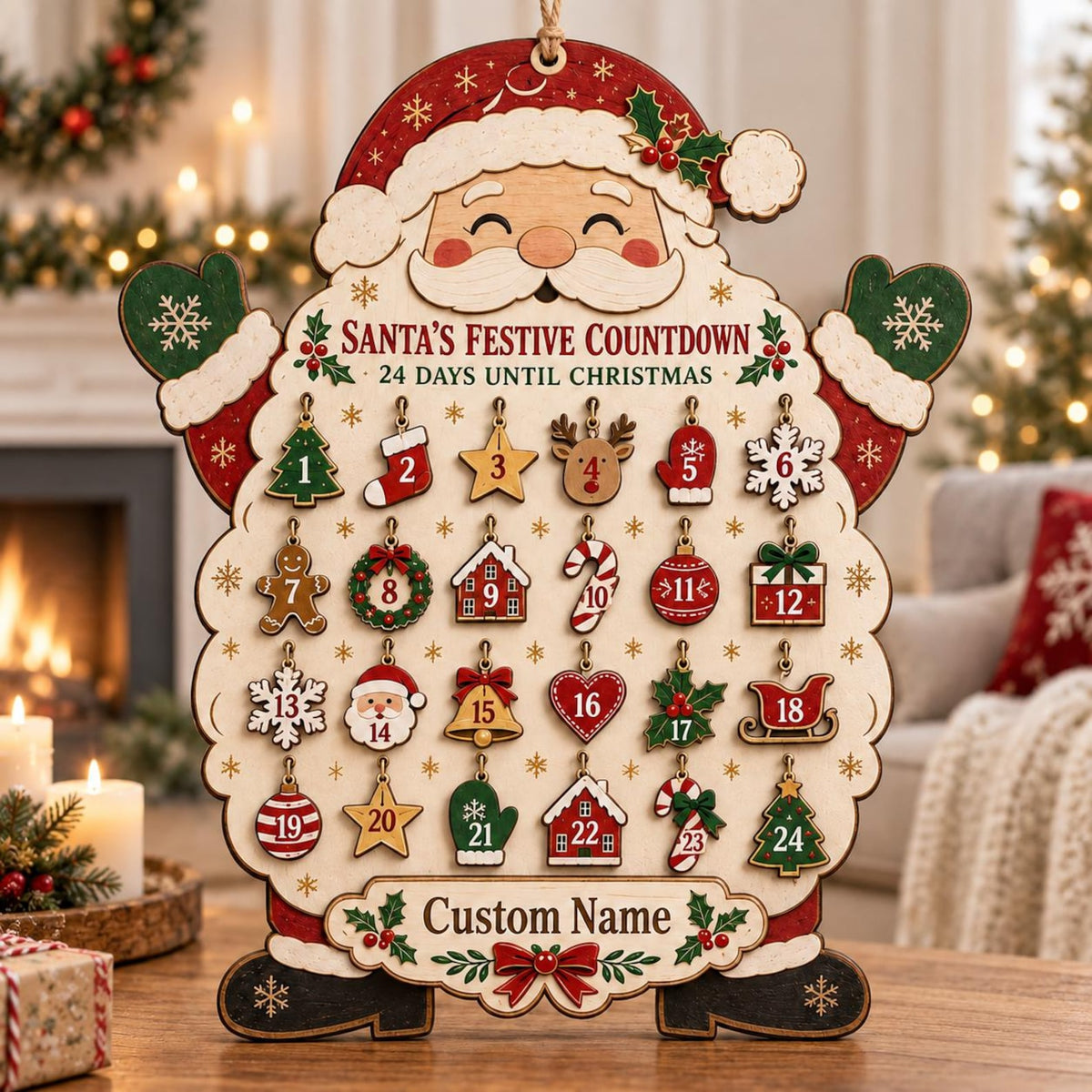 Personalized Santa Wooden Advent Calendar, Christmas Countdown Calendar, Custom Name Holiday Decor, Family Christmas Gift, Rustic Wood Sign 47bbd0f9-95a9-478a-ac44-805301bfbde0-il_1588xN.8520231188_8sxg.jpg