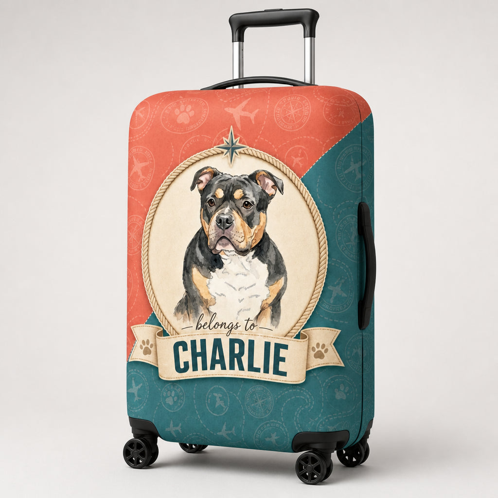 Custom Pet Portrait Luggage Cover – Retro Travel Badge - Personalized Luggage Cover 47cfef0f-2a72-42b7-a794-390bb2e7fe64.jpg