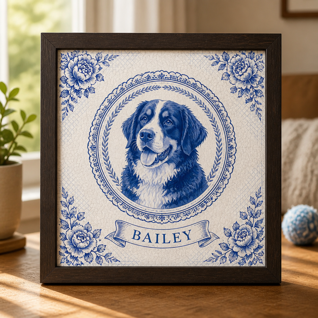 Chinoiserie Blue Custom Pet Portrait Wooden Frame - Personalized Wooden Frame 47d331db-a302-4a0b-876e-28a3ec05b0d8.png