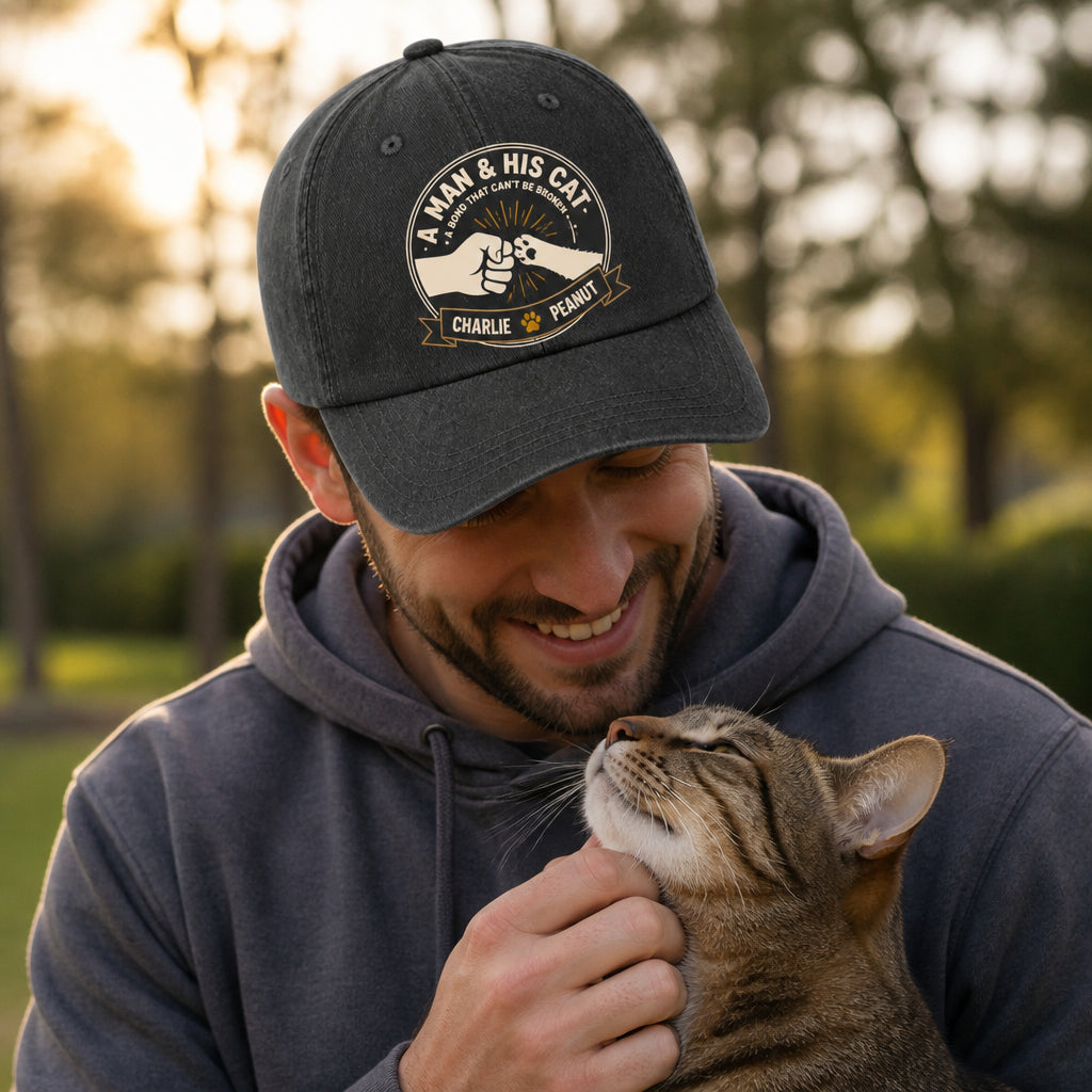A Man & His Cat – Bond Badge Personalized Cap - Personalized Printed Cap 47edbd31-186a-4f12-adbe-e70e74133f69.jpg