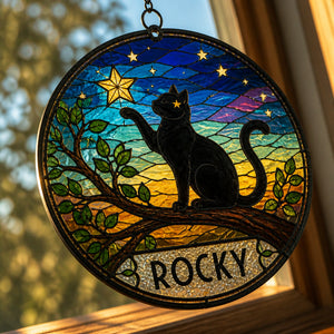 Personalized Cat Stained-Glass Suncatcher – Name - Personalized Suncatcher Stained Glass 481b5400-93d9-429f-8db7-b8e024883e7a.jpg