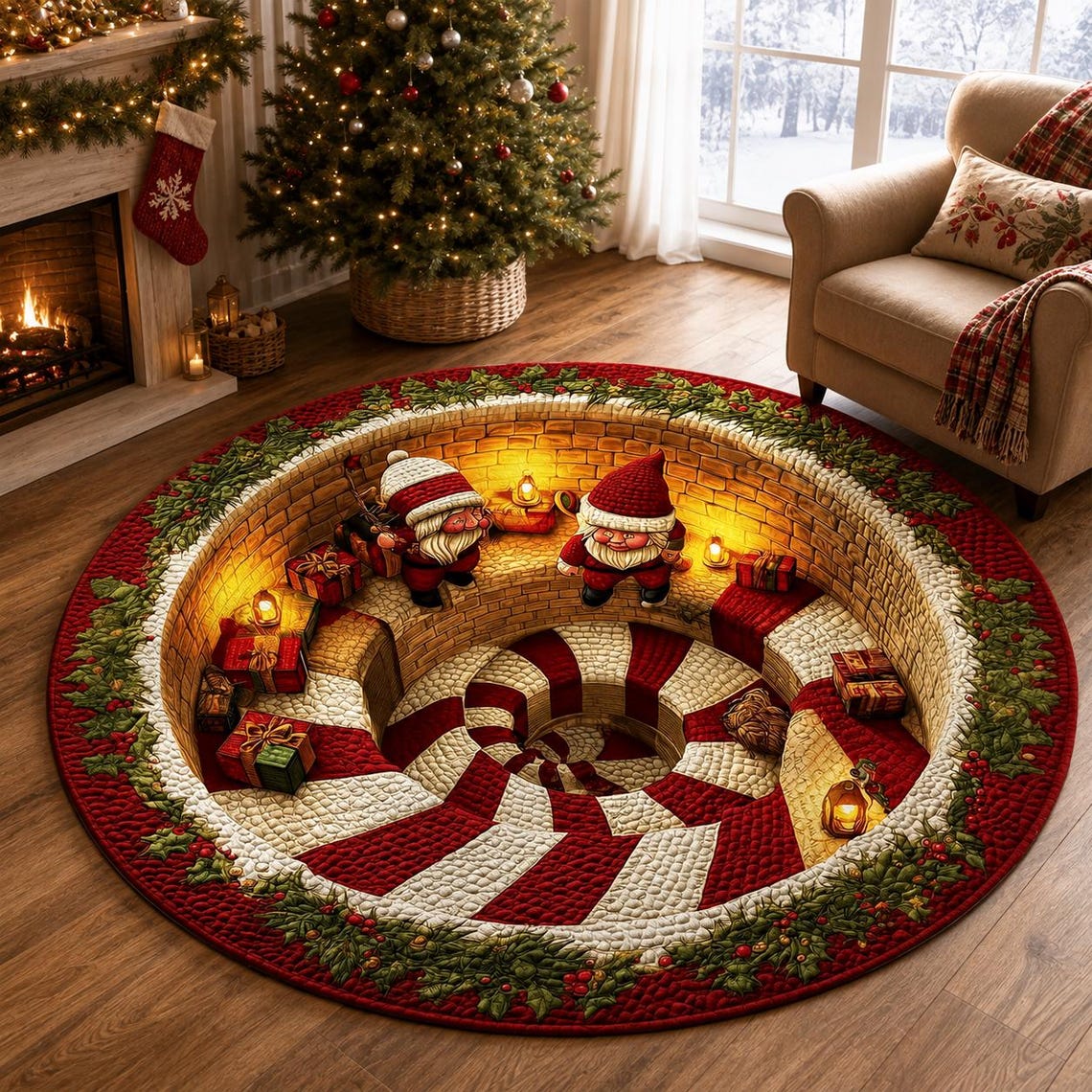 Christmas 3D Illusion Rug, Santa Gnome Round Area Rug, Candy Cane Spiral Floor Mat, Holiday Living Room Decor, Xmas Gift 48665ab5-cf6f-4ded-9b4a-1e882ae71ff4-6.jpg