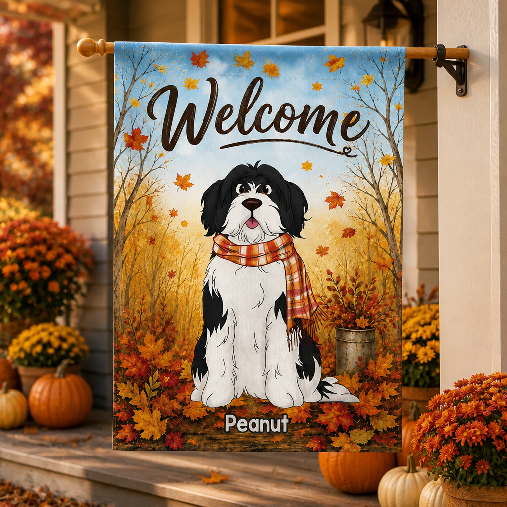 Autumn Welcome Pet Portrait Garden Flag - Personalized Family Flag 486eb7b6-a5c8-4363-8ab1-322c1ce7cf5c.png