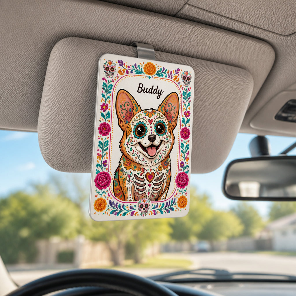Custom Sugar Skull Pet Car Visor Clip – Photo to Art - Personalized Car Visor Clip 48775482-a5a5-449b-8899-1972061f7f5e.jpg