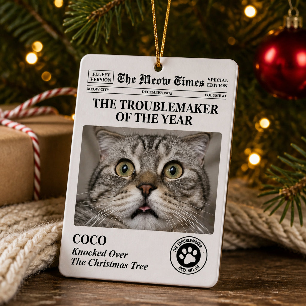 Cat Chronicle Troublemaker Of The Year – Custom Pet Photo Ornament - Personalized Aluminum Ornament 48bf56ba-3f9c-4200-b3e2-f82d5b869da0.jpg