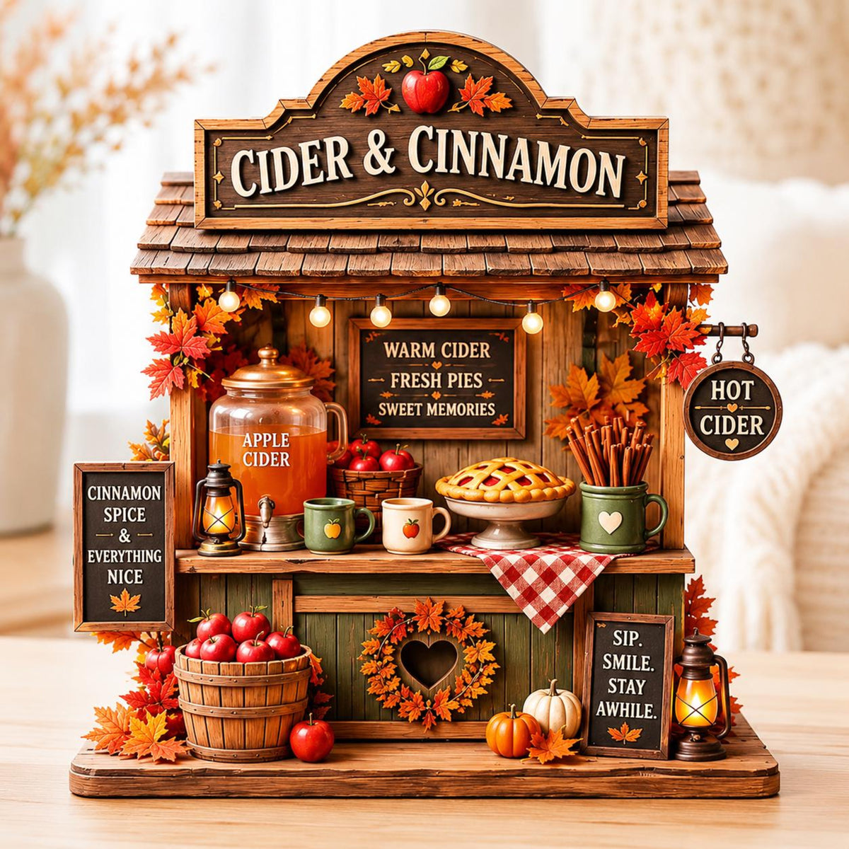 Personalized Cider & Cinnamon Wooden Block, Custom Apple Cider Stand Decor, Rustic Fall Farmhouse Shelf Sitter, Autumn Thanksgiving Gift 48c43713-f4d0-4f20-83a4-717ded0f93ac-3.jpg