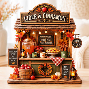 Personalized Cider & Cinnamon Wooden Block, Custom Apple Cider Stand Decor, Rustic Fall Farmhouse Shelf Sitter, Autumn Thanksgiving Gift 48c43713-f4d0-4f20-83a4-717ded0f93ac-3.jpg