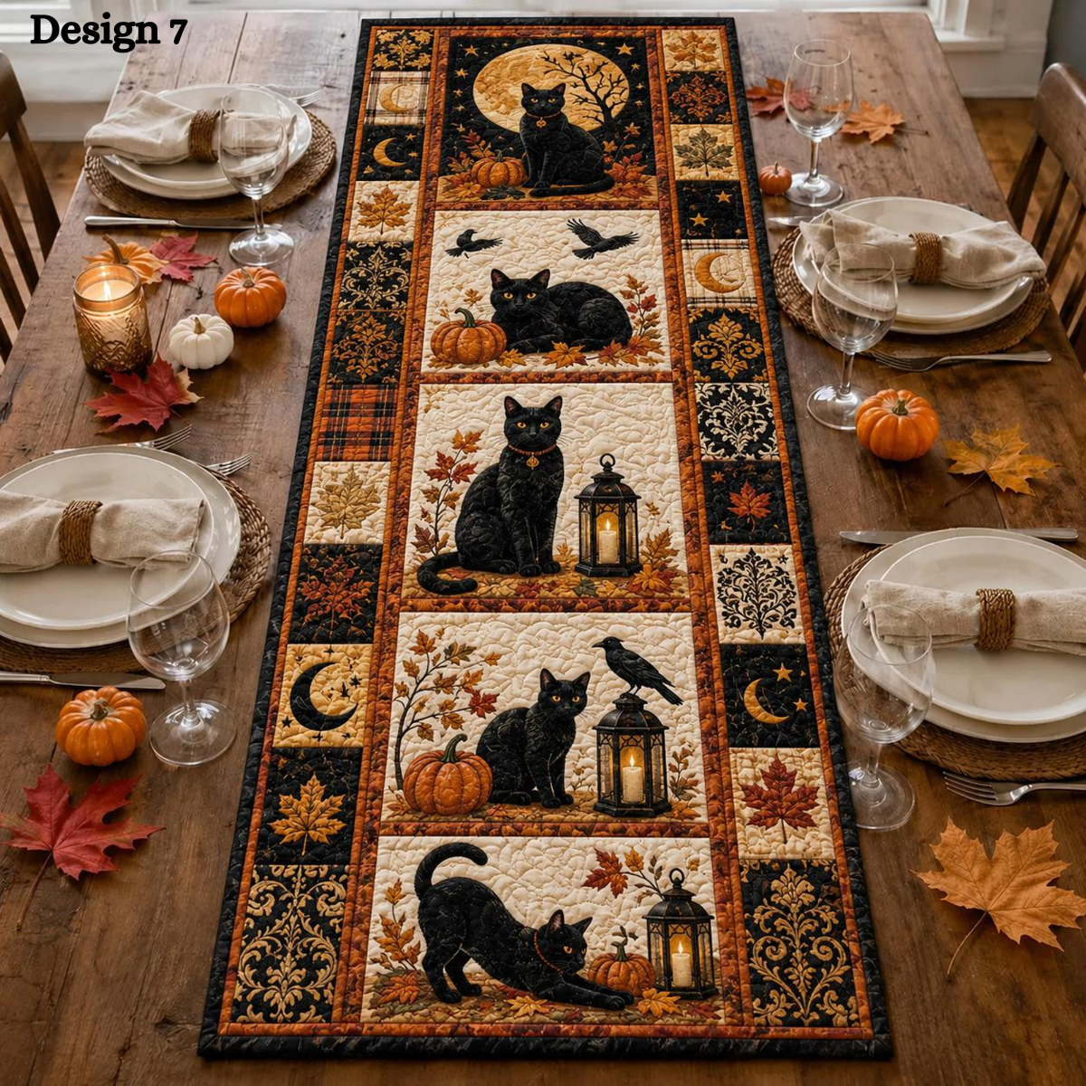 Halloween Quilted Table Runner, Fall Table Runner, Pumpkin Cat Ghost Bat Table Decor, Spooky Autumn Dining Table Runner Halloween Home Decor 48f41608-f405-4cec-ac84-ba3ccb62e282-design-7.png