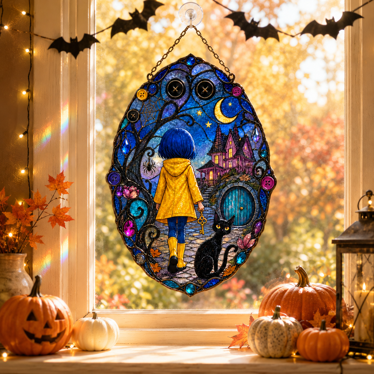 Cartoon Inspired Stained Glass Suncatcher – Spooky Girl & Black Cat Halloween Window Hanging Decor 49006ecd-4397-4783-b391-dad59e6a7aef-banner-2.png