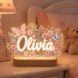 Personalized Floral Name Night Light, Custom Butterfly LED Lamp, Baby Girl Nursery Decor, Flower Nightlight, Baby Shower Gift for Girl 4913cad3-9647-4acd-b2d4-791820a82d0a-4.jpg