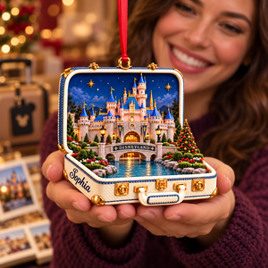 Personalized Disneyland Castle 3D Suitcase Christmas Ornament – Vacation Keepsake & Gift for Disney Fans 491e3706-d3a9-454d-b169-abd2455760c9-Woman-Receives-Personalized-Disneyland-Castle-Ornament-3.png